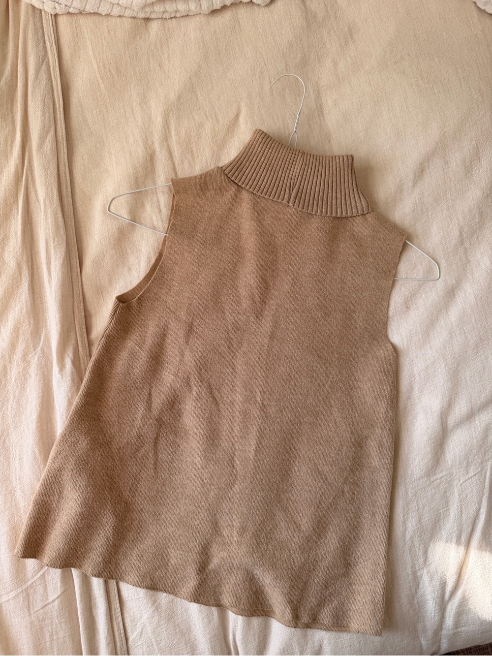 Zara Sleeveless Turtleneck Top - Camel